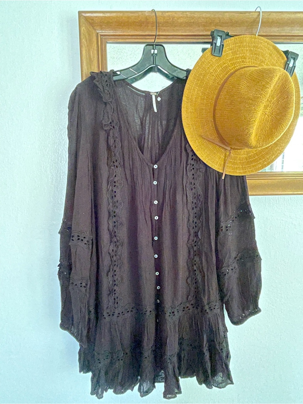 Free People Black Eyelet Mini Dress